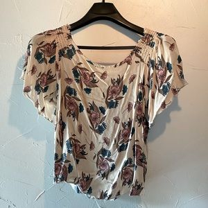 Off the shoulder flutter sleeve blouse